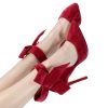 CS-3374 Womens Pumps Stiletto Heel Pointed Toe Bowknot-1