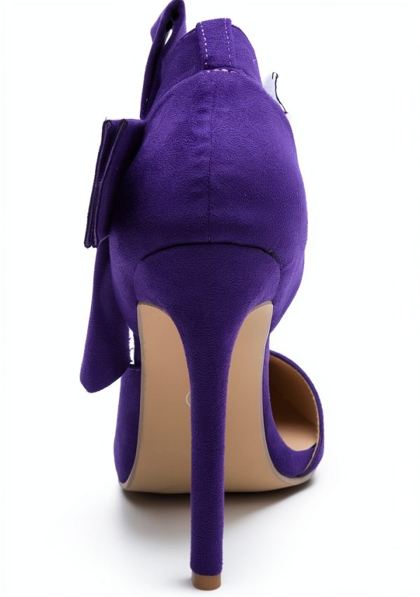 Women Pumps Stiletto Heel Pointed Toe Detachable Bowknot-6
