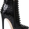 COLETER Womens Stiletto Ankle Boots Pointed Toe Rivets-1
