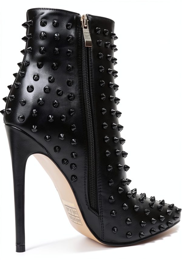 COLETER Womens Stiletto Ankle Boots Pointed Toe Rivets-1