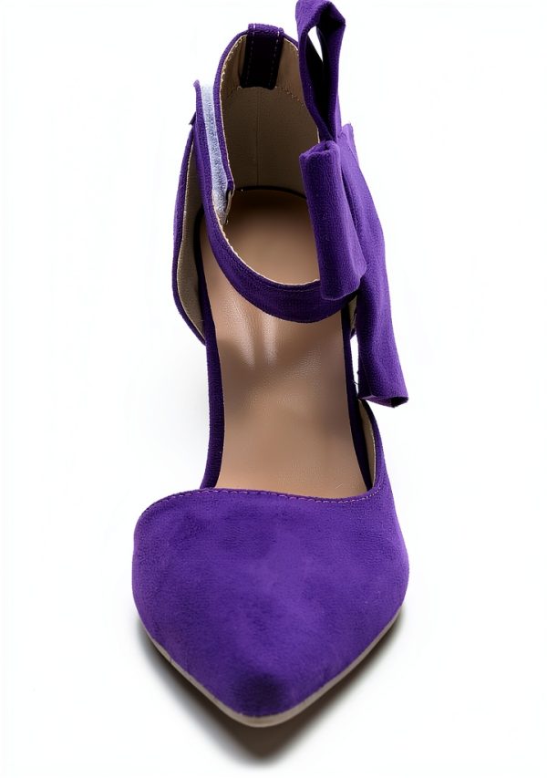 Women Pumps Stiletto Heel Pointed Toe Detachable Bowknot-5