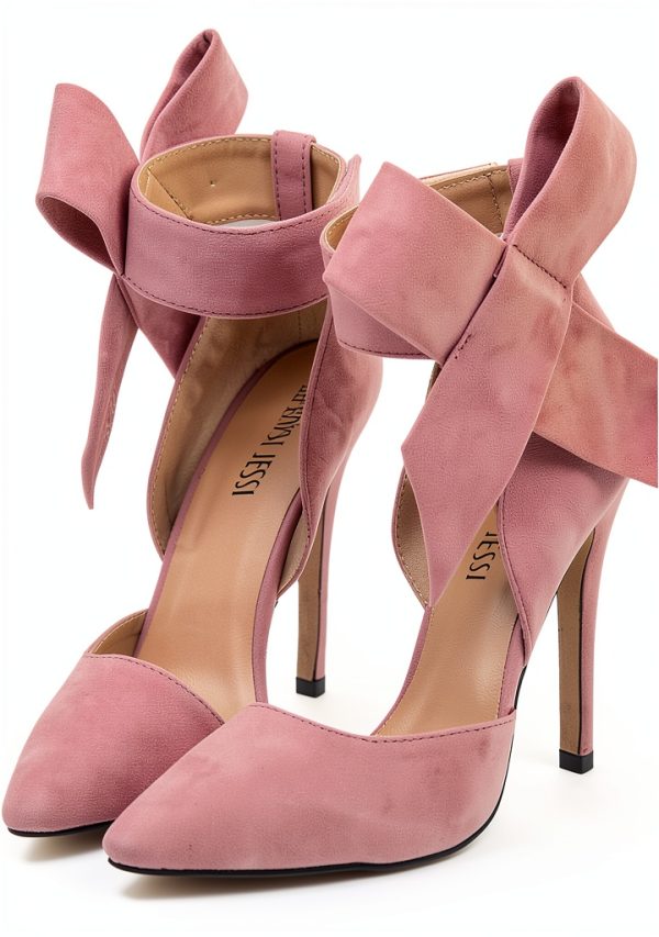 CS-3374 Womens Pumps Stiletto Heel Pointed Toe Bowknot-3