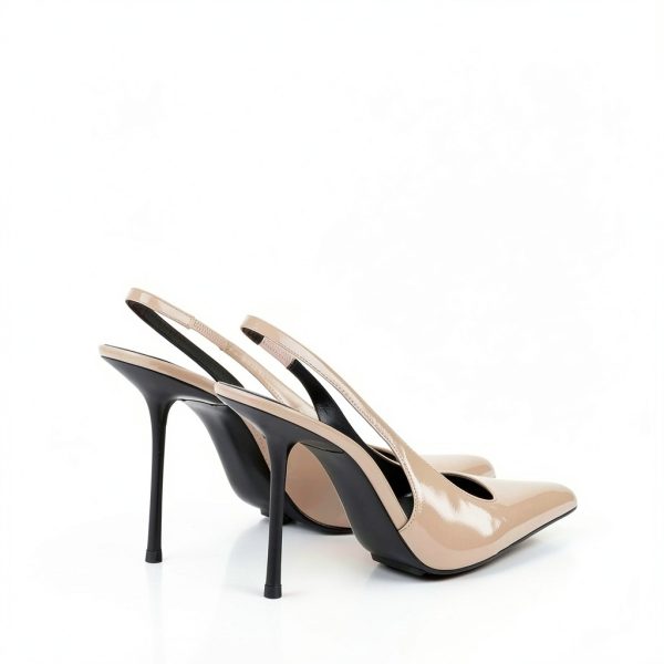 Women High Heels Patent Leather Pointed Toe Slingback Pumps-3