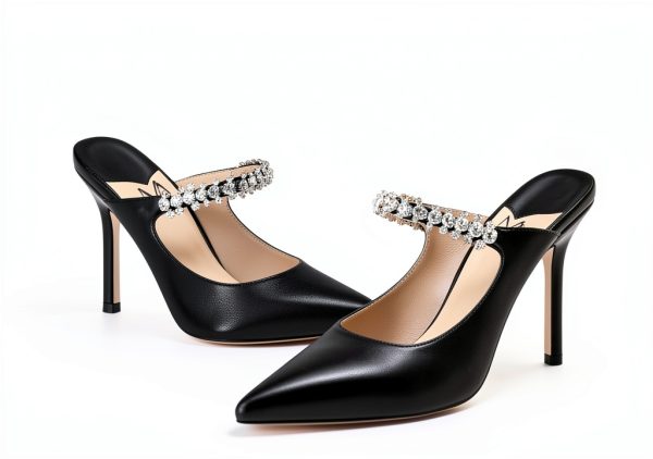 MIRAAZZURRA Womens Heeled Sandals Stiletto Rhinestones Mules-4