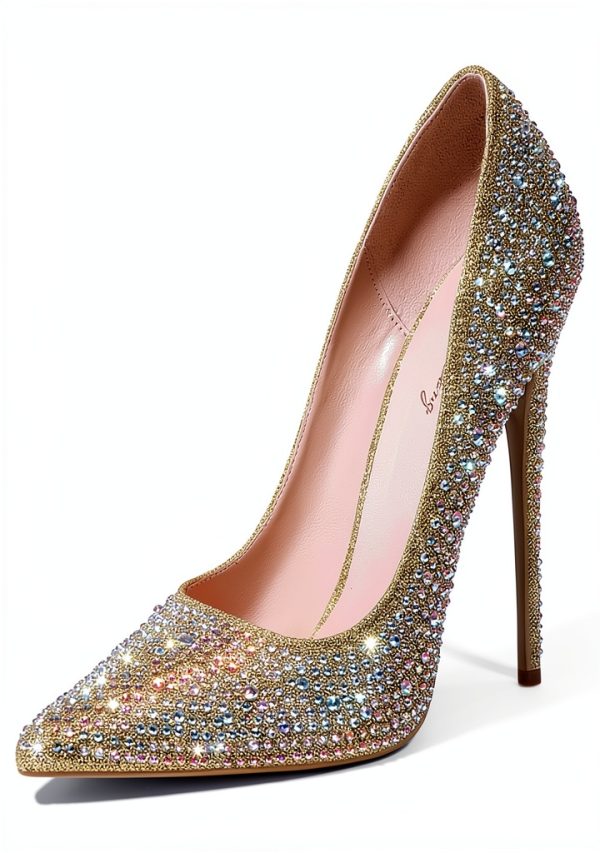 Rhinestone High Heels Womens Sparkling Pumps 4.7 Inch Heel-1