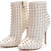COLETER Womens Stiletto Ankle Boots Pointed Toe Rivets-4