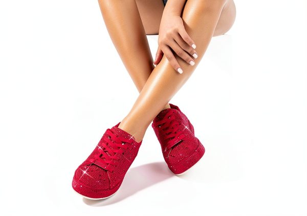 Rhinestone Sneakers Womens Sparkly Mesh Fashion Shoes-2