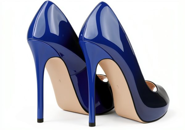 Womens Pumps Blue Black Heels 12cm Height Comfort Fit-7