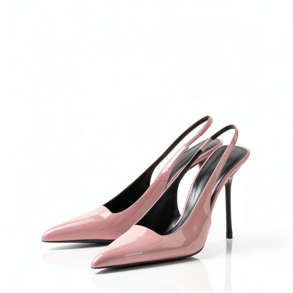 Womens High Heels Patent Leather Pointed Toe Slingback Pumps-2