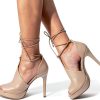 Women Heeled Sandals Faux Leather Lace Up Ankle Strap-1
