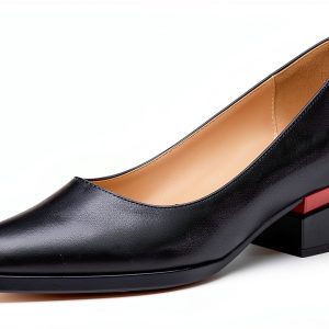 LingxiaUne Womens Pumps Pointed Toe Low Heel Dress Shoes-0