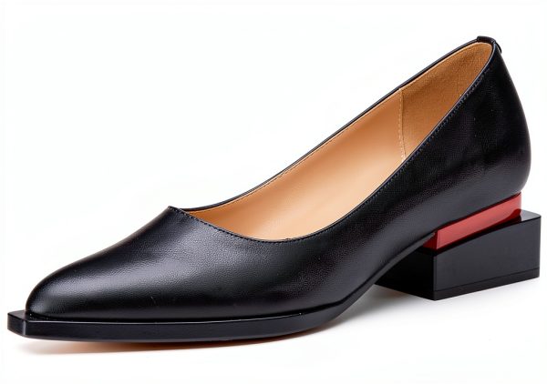 LingxiaUne Womens Pumps Pointed Toe Low Heel Dress Shoes-0