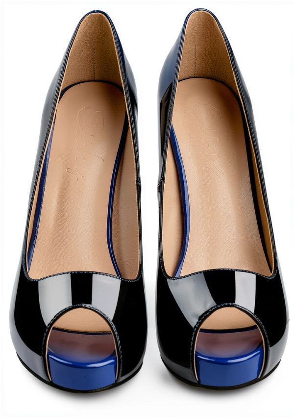 Womens Pumps Blue Black Heels 12cm Height Comfort Fit-5