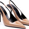 Women High Heels Patent Leather Pointed Toe Slingback Pumps-0