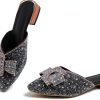 BGYJMTRCVHU Womens Mules Rhinestone Flats Comfortable Non-0