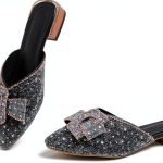 BGYJMTRCVHU Womens Mules Rhinestone Flats Comfortable Non-0