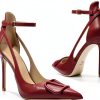 Pavo Womens Pumps Pointed Toe Ankle Strap High Heel Shoes-4