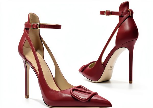 Pavo Womens Pumps Pointed Toe Ankle Strap High Heel Shoes-4