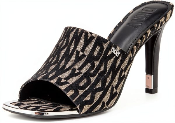 DKNY Womens Heeled Sandals Black Eggnog Casual Luxury Style-0
