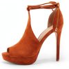 Pavo Womens Heeled Sandals Faux Leather Lace Up Ankle Strap-4