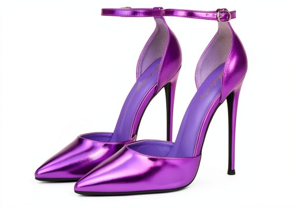 Womens Rhinestone Pumps Ankle Strap Heels Pointed Toe-0