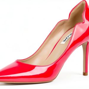 Womens Patent Leather Pumps Stiletto Heel V-Cut Ankle Design-0