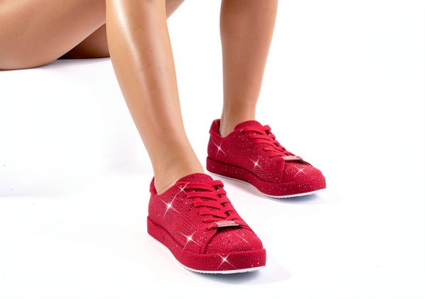 Rhinestone Sneakers Womens Sparkly Mesh Fashion Shoes-1