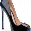 Womens Pumps Blue Black Heels 12cm Height Comfort Fit-6