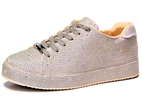 Rhinestone Sneakers Womens Sparkly Mesh Fashion Shoes-0