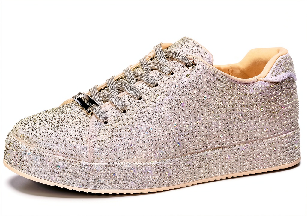 Rhinestone sneakers showcasing sparkly mesh upper and color options
