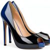 Womens Pumps Blue Black Heels 12cm Height Comfort Fit-0