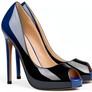 Womens Pumps Blue Black Heels 12cm Height Comfort Fit-0