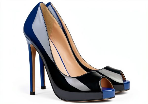 Womens Pumps Blue Black Heels 12cm Height Comfort Fit-0