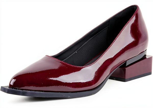 LingxiaUne Womens Pumps Pointed Toe Low Heel Dress Shoes-0