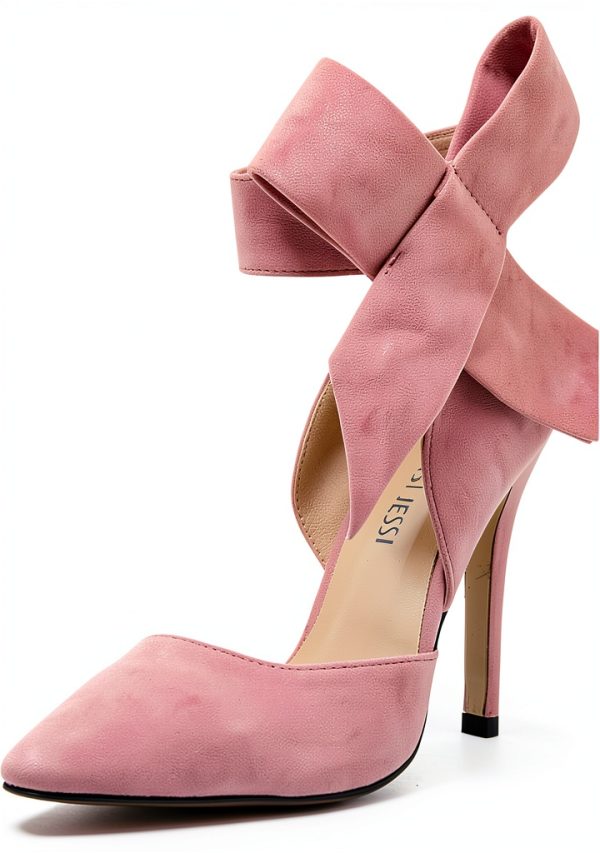 CS-3374 Womens Pumps Stiletto Heel Pointed Toe Bowknot-0