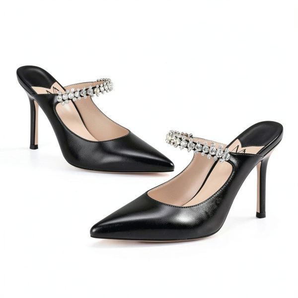 MIRAAZZURRA Womens Heeled Sandals Stiletto Rhinestones Mules-7