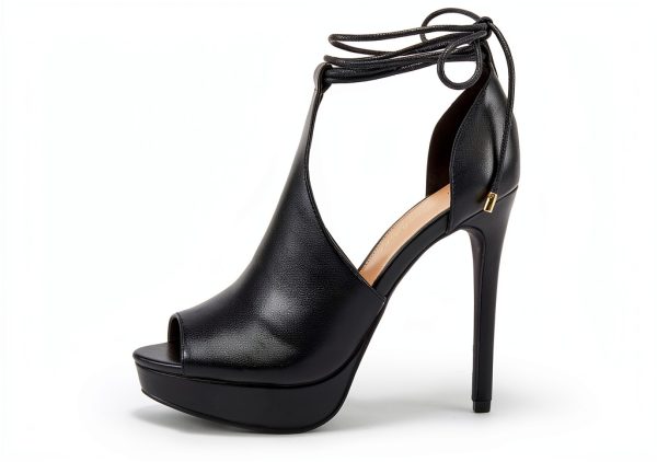 Women Heeled Sandals Faux Leather Lace Up Ankle Strap-1