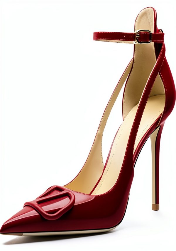 Pavo Womens Pumps Pointed Toe Ankle Strap High Heel Shoes-0