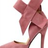 CS-3374 Womens Pumps Stiletto Heel Pointed Toe Bowknot-2