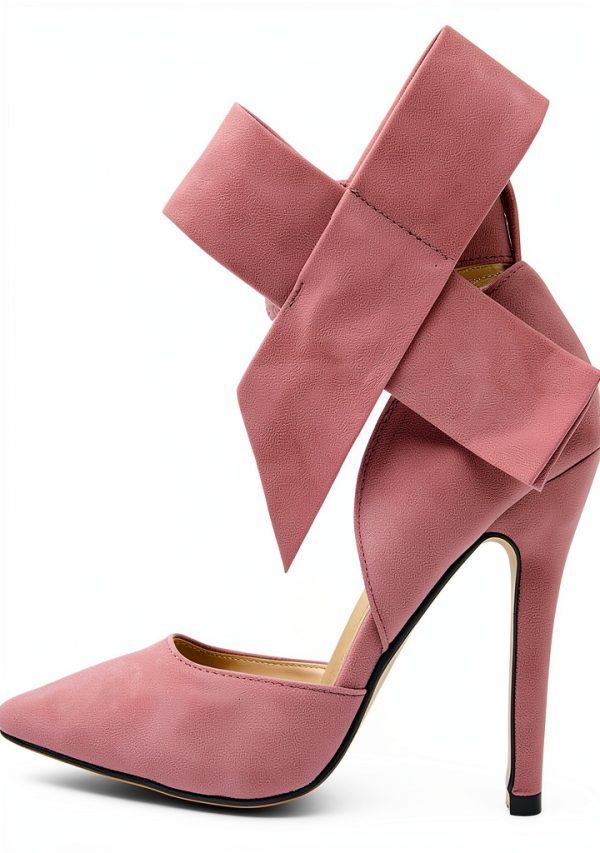 CS-3374 Womens Pumps Stiletto Heel Pointed Toe Bowknot-2