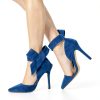 CS-3374 Womens Pumps Stiletto Heel Pointed Toe Bowknot-1