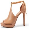 Women Heeled Sandals Faux Leather Lace Up Ankle Strap-3