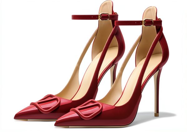 Pavo Womens Pumps Pointed Toe Ankle Strap High Heel Shoes-3