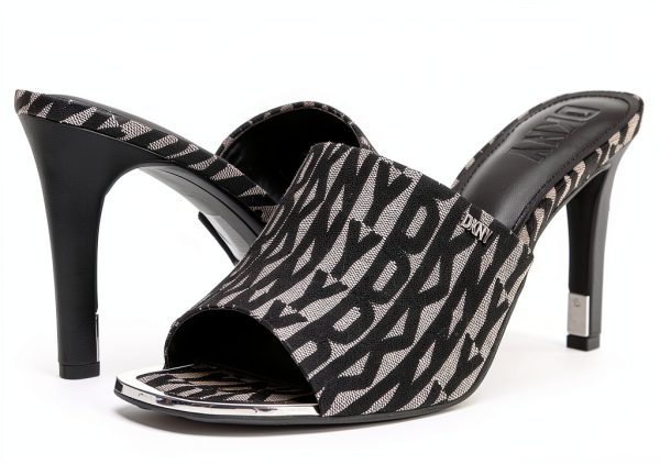 DKNY Womens Heeled Sandals Black Eggnog Casual Luxury Style-6