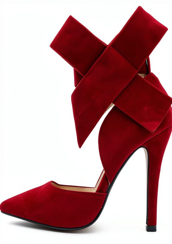 CS-3374 Womens Pumps Stiletto Heel Pointed Toe Bowknot-2