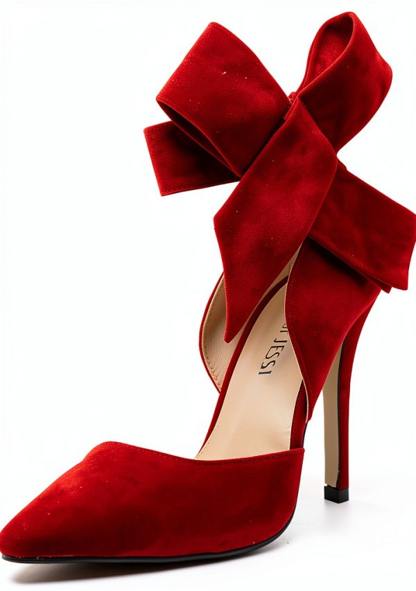 CS-3374 Womens Pumps Stiletto Heel Pointed Toe Bowknot-0