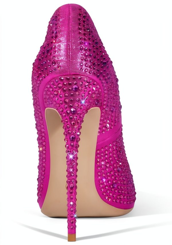 Rhinestone High Heels Womens Sparkling Pointed Toe Pumps-4