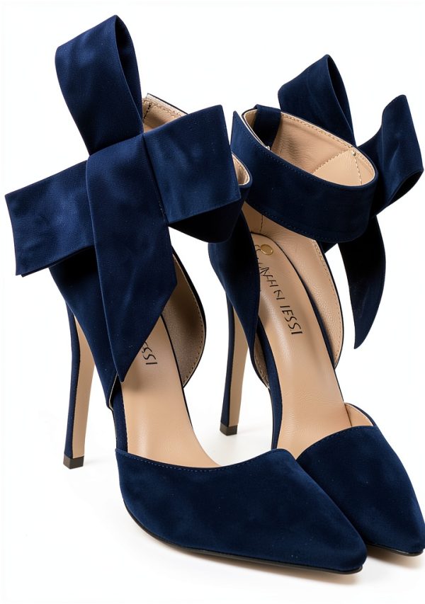 CS-3374 Womens Pumps Stiletto Heel Pointed Toe Bowknot-3