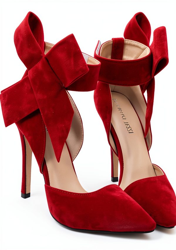 CS-3374 Womens Pumps Stiletto Heel Pointed Toe Bowknot-3