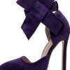 Women Pumps Stiletto Heel Pointed Toe Detachable Bowknot-4